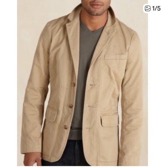 J. Crew 100% Cotton Khaki 3 Button Chino Preppy Academia Sport Coat 44 Long